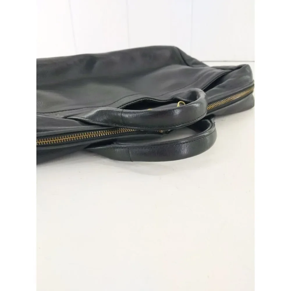 MacClay Leather Design Black Leather Laptop Briefcase Tote Bag‎ Attache